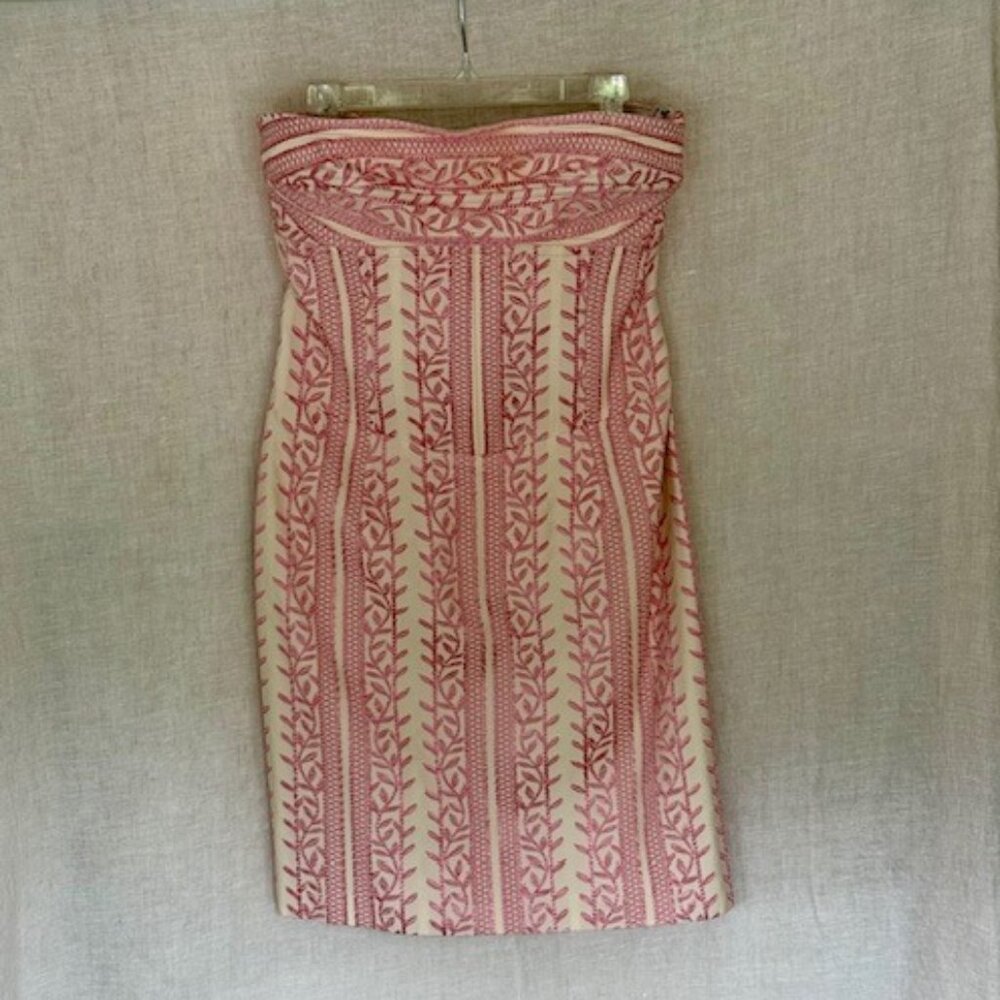 Nicole Miller strapless pink brocade dress